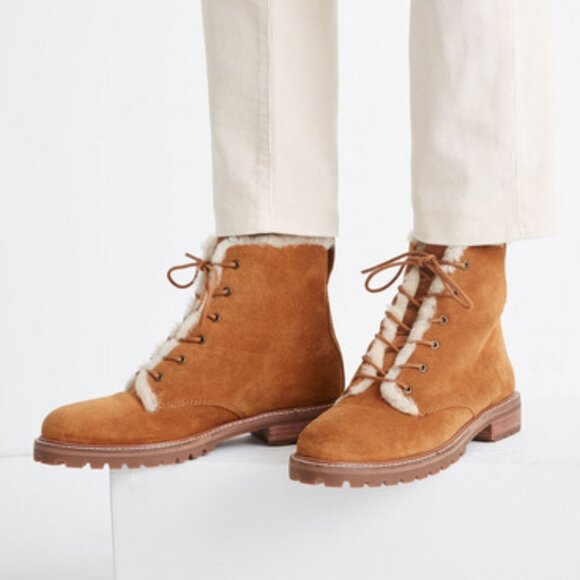 Madewell Shoes - 🆕 NWOB ⚜️ MADEWELL The Clair Lace-Up Boot in Shearling Lined Suede